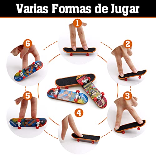 ZOCONE 14 Piezas Finger Skate, Mini Skate de Dedos Fingerboard Profesional de Aleación Finger Skateboards de Dibujos Animados Monopatín de Dedos Skateboards Juguete, Diapasón Mini Juegos para Niños