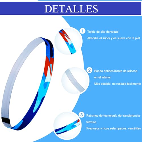 ZOCONE 6 Piezas Cintas Pelo Deporte para Hombre y Mujer Antideslizante Cintas Pelo Deportivas Finas para Niña y Niño Diadema Deportiva Elastica Mini Headband para Correr Yoga Fitness Ténis Futebol