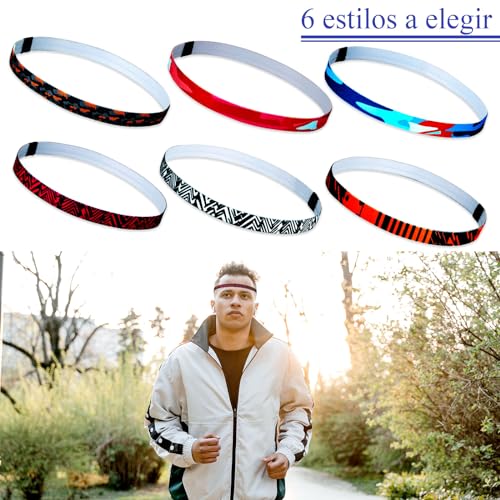 ZOCONE 6 Piezas Cintas Pelo Deporte para Hombre y Mujer Antideslizante Cintas Pelo Deportivas Finas para Niña y Niño Diadema Deportiva Elastica Mini Headband para Correr Yoga Fitness Ténis Futebol