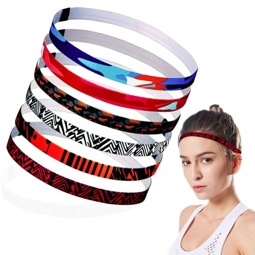 ZOCONE 6 Piezas Cintas Pelo Deporte para Hombre y Mujer Antideslizante Cintas Pelo Deportivas Finas para Niña y Niño Diadema Deportiva Elastica Mini Headband para Correr Yoga Fitness Ténis Futebol