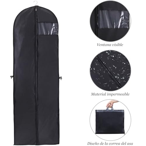 ZOCONE Funda Traje Funda Vestido Largo 60cm x 180cm Porta Traje Viaje incl. Bolsa Para Sapatos, Portatrajes Hombre Viaje Bolsa de Traje Bolsa de Ropa Funda Preto Apto para Abrigos y Vestidos (Preto)