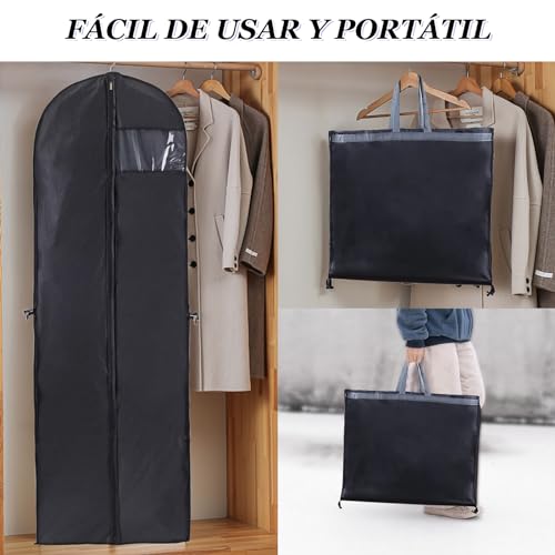 ZOCONE Funda Traje Funda Vestido Largo 60cm x 180cm Porta Traje Viaje incl. Bolsa Para Sapatos, Portatrajes Hombre Viaje Bolsa de Traje Bolsa de Ropa Funda Preto Apto para Abrigos y Vestidos (Preto)