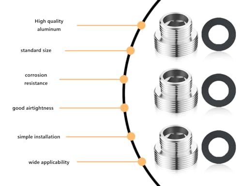 ZoeTekway 3 piezas adaptador de grifo para grifo de filtro de agua, rosca macho M18 a M22, adaptador de rosca de latón para grifo con junta de goma