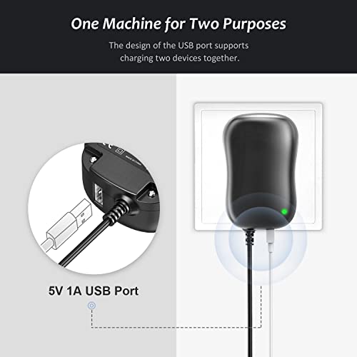 Zolt 41W Adaptador de Corriente Universal 6V 9V 12V 15V 18V 20V 24V 1A 1.5A 2A Fuente de Alimentación AC DC con Puerto USB 5V 1A y 10 Enchufes DC para Electrónica