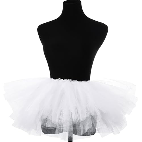 Zookey Falda clásica en Capas Falda tutú de Tul Falda tutú elástica Falda Corta de Ballet Falda de Baile de Fiesta para Mujeres y niñas (Blanco)