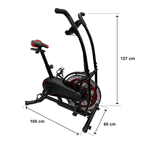 zoomyo Bicicleta de Aire de,con aerogenerador para maximizar el efecto del entrenamiento a través de la resistencia del aire,sillín ajustable en altura,para el entrenamiento de todo el cuerpo