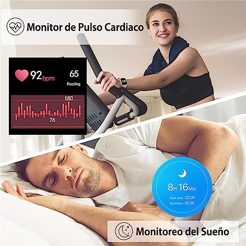 ZOSKVEE Reloj Inteligente Deportivo Mujer Hombre con Whatsapp Mensajes Notificación, Pulsómetro, Seguimiento Menstrual Frecuencia Cardíaca Pulsera Actividad Regalos para Android iOS