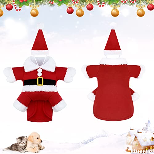 ZREAL Disfraz de Navidad para mascotas con gorro de Papá Noel para perros pequeños y gatos, ropa divertida para fiestas de Navidad