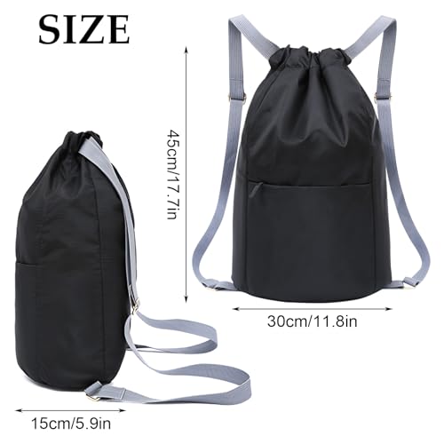 ZSMJAER Bolsa con Cordón, Mochila de Cuerdas, Impermeable Mochila Tela, Gymsack Fácil de Doblar Para Guardarla, Bolsa de Hombro Doble con CordónIdeal Para Adulto/Niño/Adolescentes Deportistas