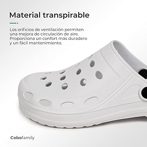 Zuecos Sanitarios Unisex Mujer Hombre Adultos Hostelería Goma EVA Zapatillas Playa Piscina Verano Sandalias Casa Producto Hecho EN Portugal (38,SSBlanco)