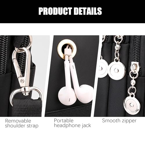 Zuroki Bolso de Teléfono Móvil para Mujer,Cartera Cuero PU ,Mini Bandolera con Correa Ajustablecremallera Brazo Bolsillo Colgante