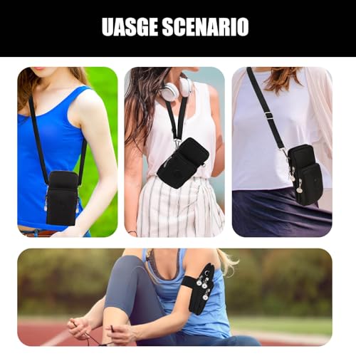 Zuroki Bolso de Teléfono Móvil para Mujer,Cartera Cuero PU ,Mini Bandolera con Correa Ajustablecremallera Brazo Bolsillo Colgante