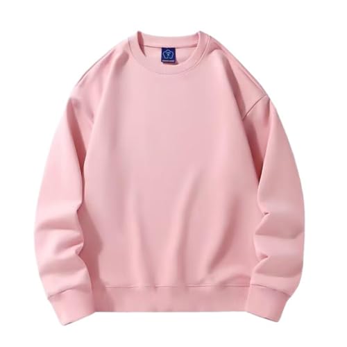 ZWENDE Men Sweatshirt Spring Autumn Basic Pullover Regular Fit Round Neck Sweatshirts Thin Cut Long Sleeve Shirts Leisure Sport Long Sleeve Shirt Transitional Pair Outfit G-Pink1 M