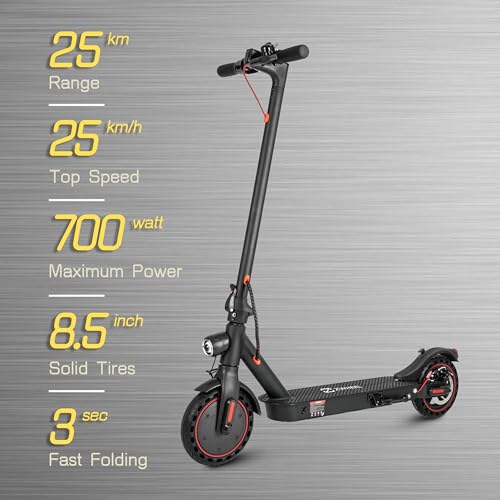 ZWHEEL Electric Scooter ZLIONX - Patinete Eléctrico Adulto, Suspensión Trasero, Motor hasta 700W, Autonomía hasta 25km, Ruedas de 8.5¨ Sólido Antipinchazo, Conexón de App, Plegable Fácil