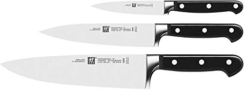 ZWILLING Juego de cuchillos, 3 piezas, cuchillo para manteca de cerdo, para carne, de chef, Mango especial de acero inoxidable/plástico, Professional S