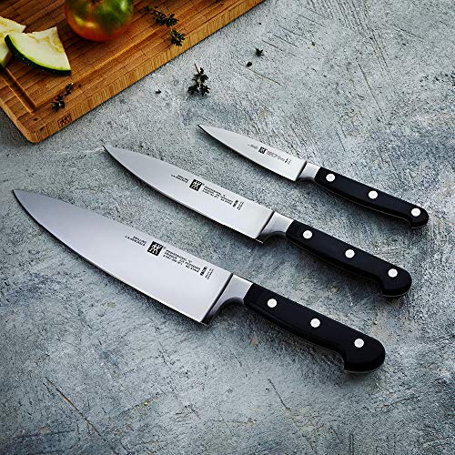 ZWILLING Juego de cuchillos, 3 piezas, cuchillo para manteca de cerdo, para carne, de chef, Mango especial de acero inoxidable/plástico, Professional S