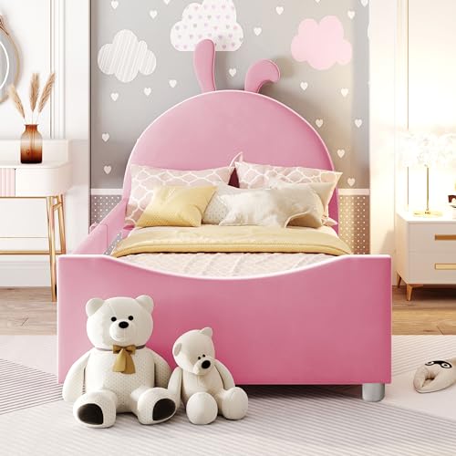 ZYLOYAL10 Cama infantil, tapizada, sofá cama, estructura de franela, cama suave y multifunción, con respaldo, reposabrazos, cama para padres e hijos, cama de invitados, cama de invitados (rosa - A, 90